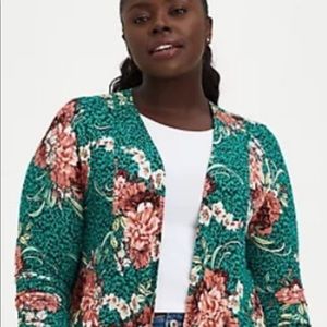 Torrid Green Floral Cardigan Sweater.